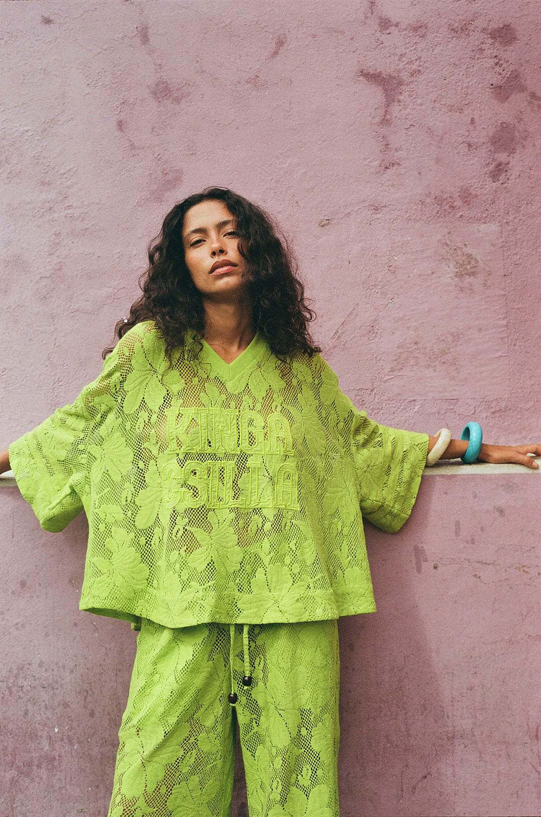 Kinga Csilla | Nova Lace Onyx Tee - Green