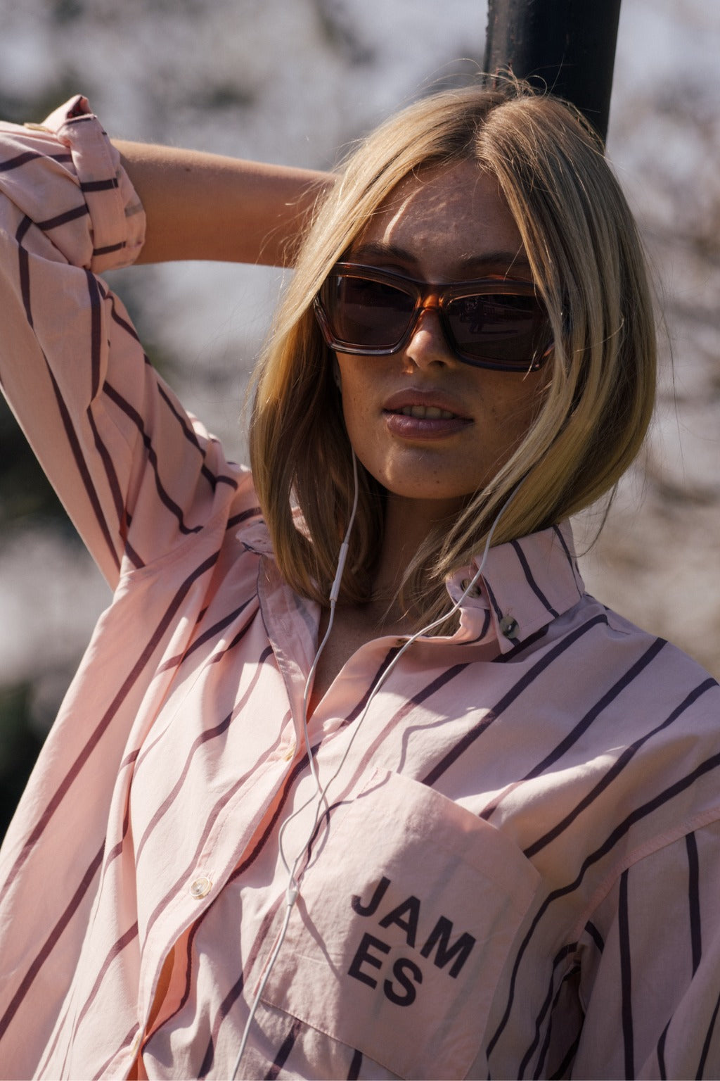 Araminta James | Alpine Cotton Stripe Shirt Light Blush