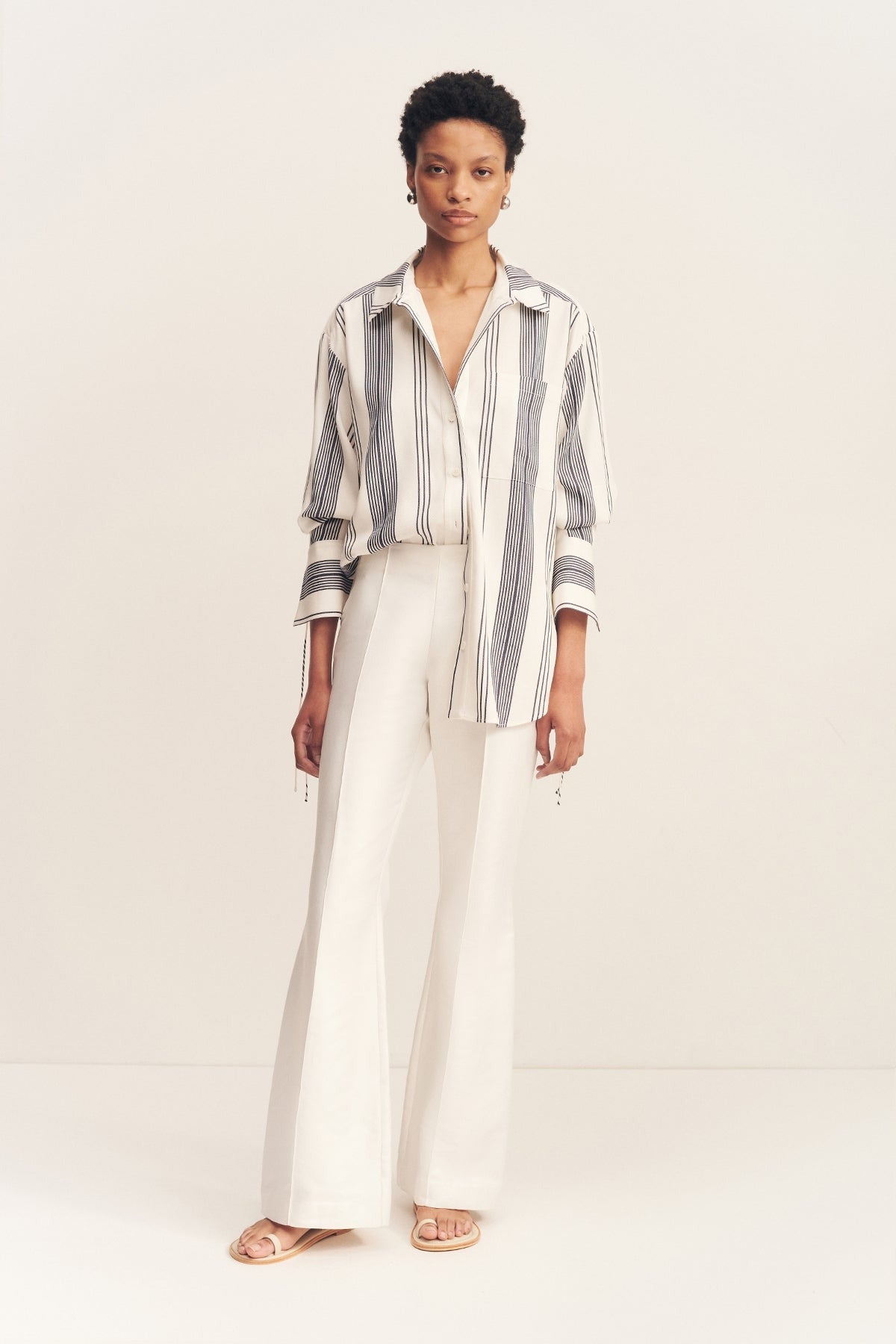 Shona Joy | Harlow Oversized Shirt - Ivory/Navy