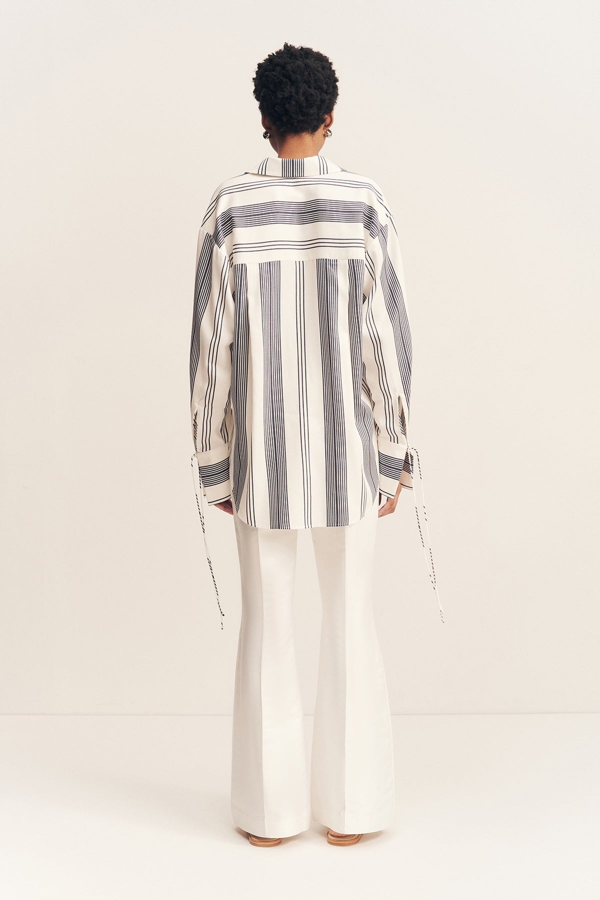 Shona Joy | Harlow Oversized Shirt - Ivory/Navy
