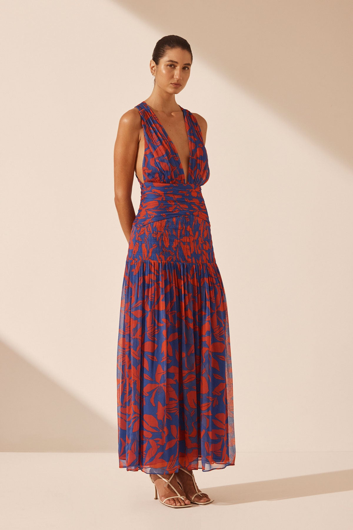 Shona Joy | Flore Plunged Tie Back Midi Dress