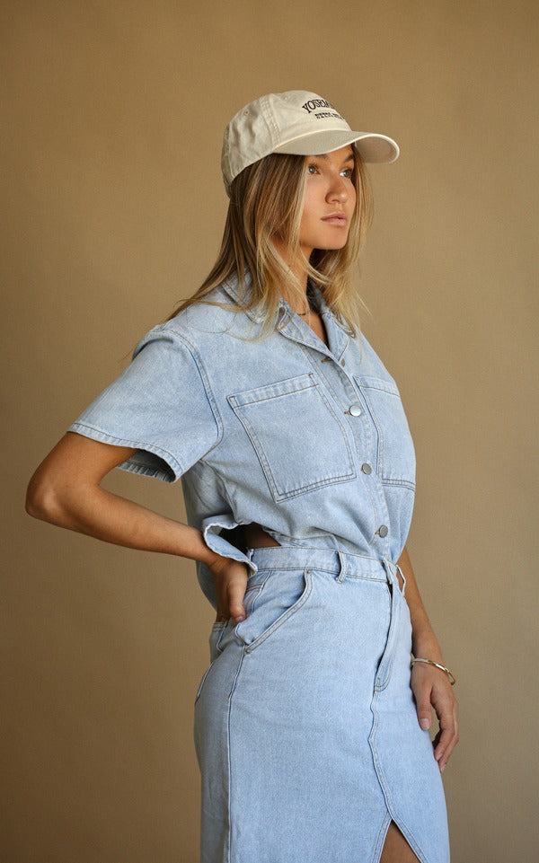 Araminta James | Good Days Denim Shirt Washed Blue