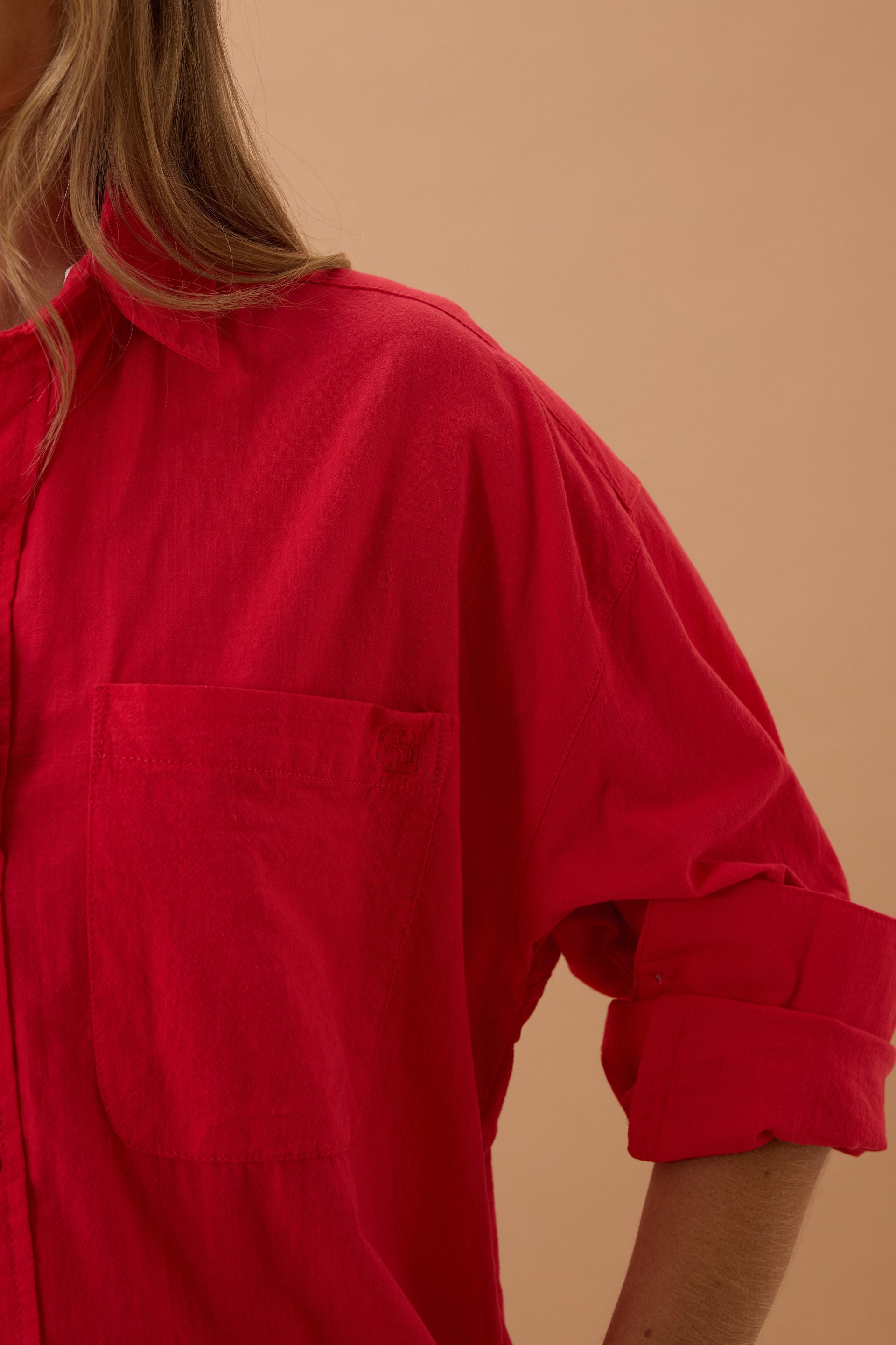 Ceres Life | Peta Oversized Shirt - Heritage Red