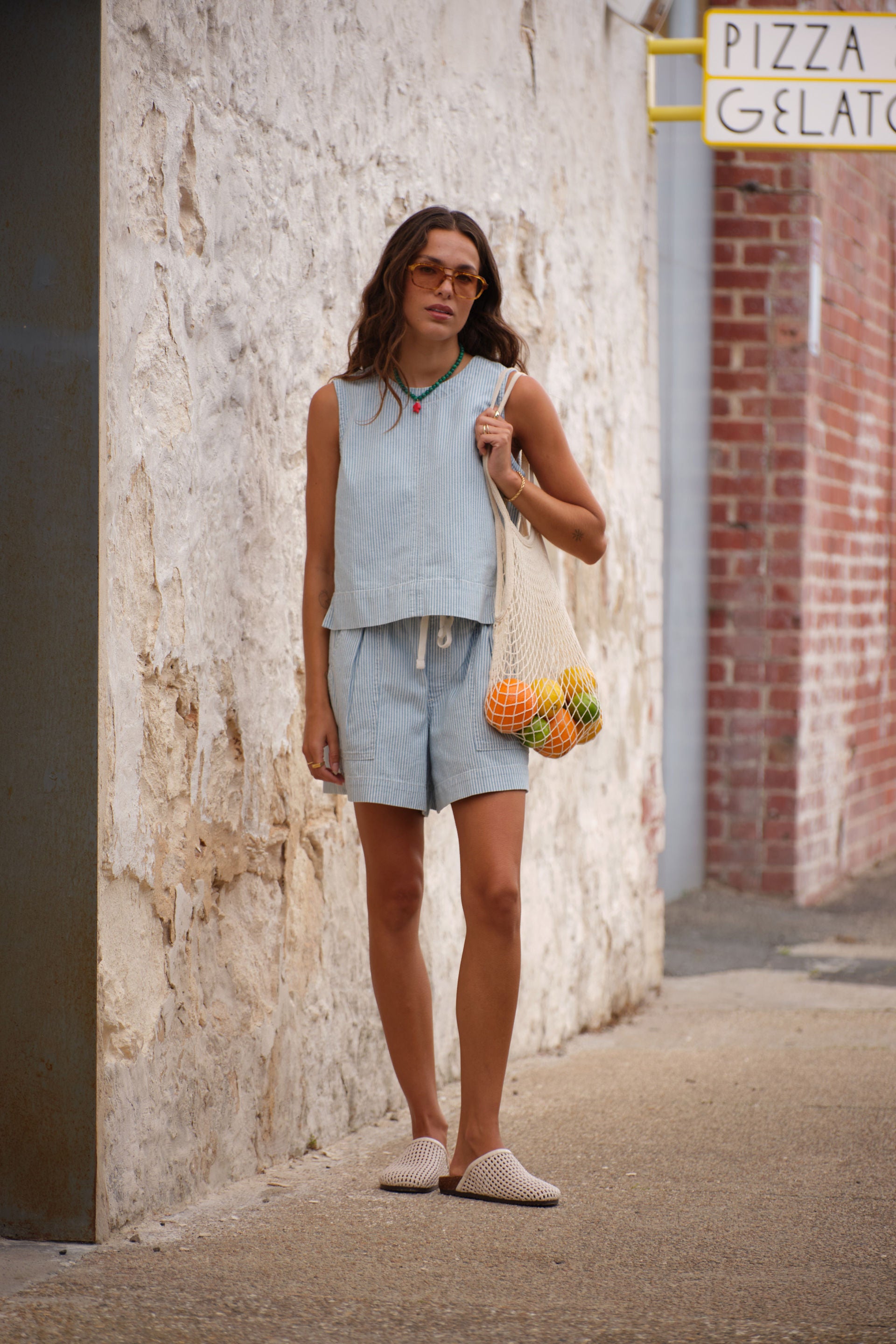 Ceres Life | Darcy Relaxed Everyday Short - Indigo/White Stripe