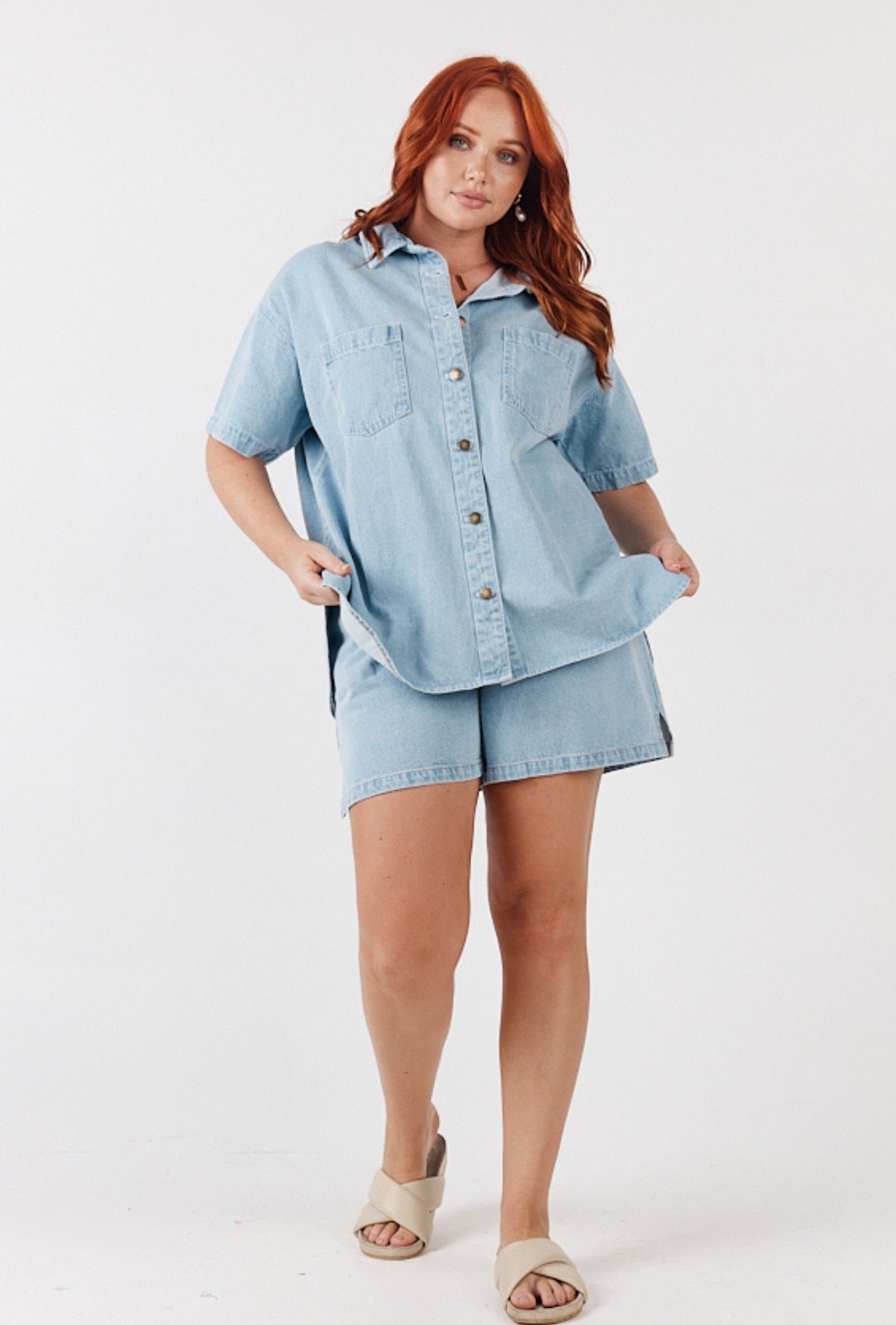 DELFINA TOP - LIGHT BLUE WASH