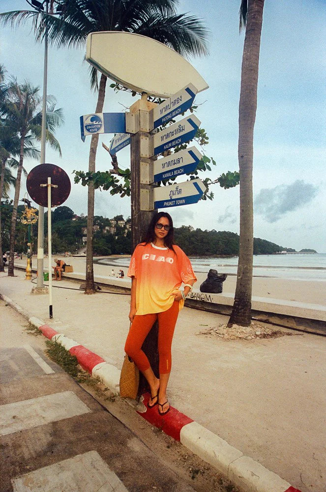 Ciao Ciao Vacation | Dip Dye Flame Core Tee - Yellow Orange