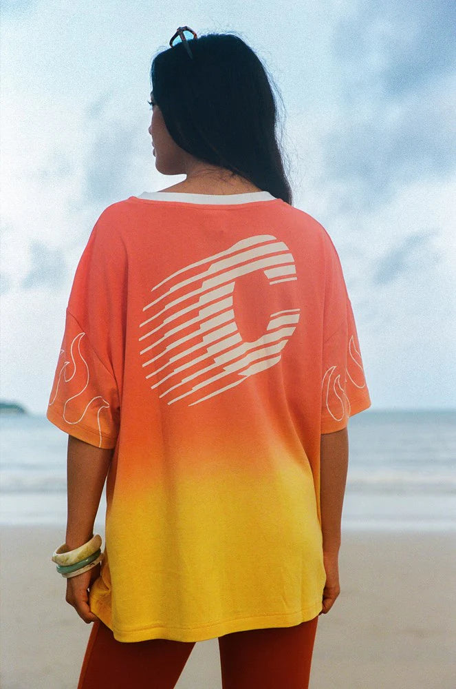 Ciao Ciao Vacation | Dip Dye Flame Core Tee - Yellow Orange
