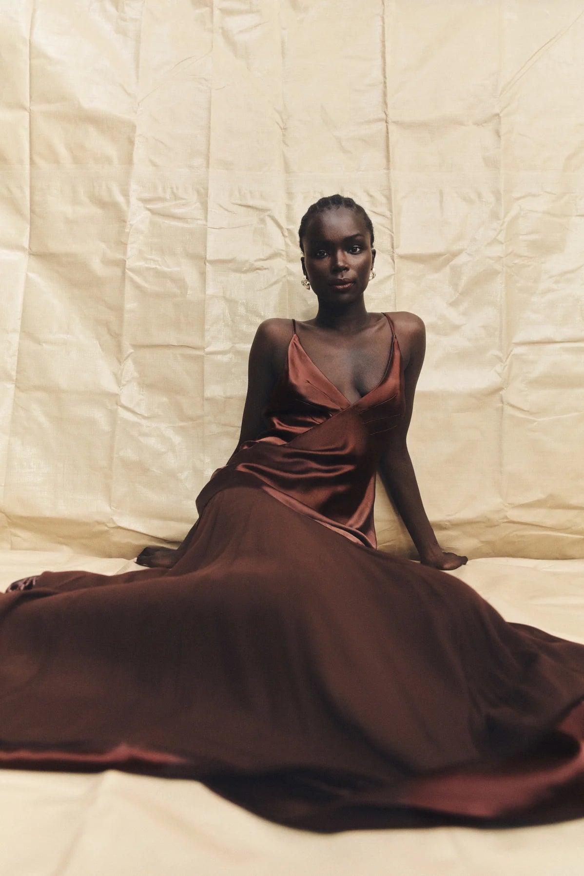 Shona Joy | Moraya Plunged Maxi Dress - Coffee