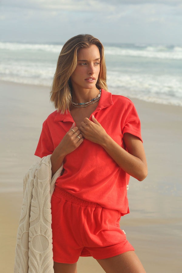 Araminta James | Terry Polo Set Coral