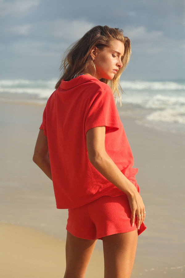 Araminta James | Terry Polo Set Coral