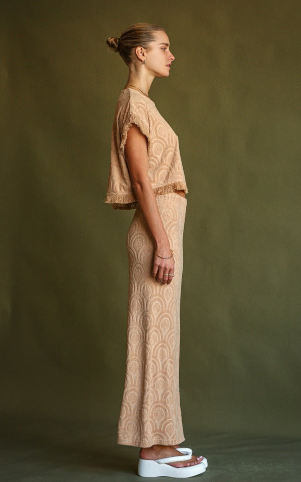 Araminta James | Marrakesh Tile Terry Skirt - Macadamia