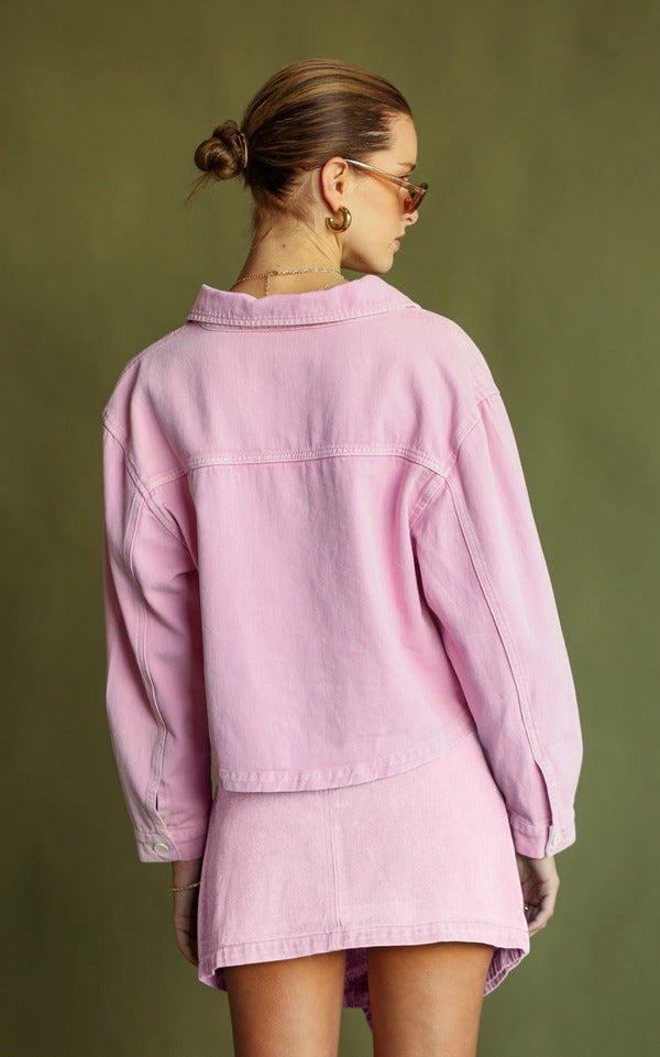 Araminta James | Dee Denim Shirt Acid-Washed Peony