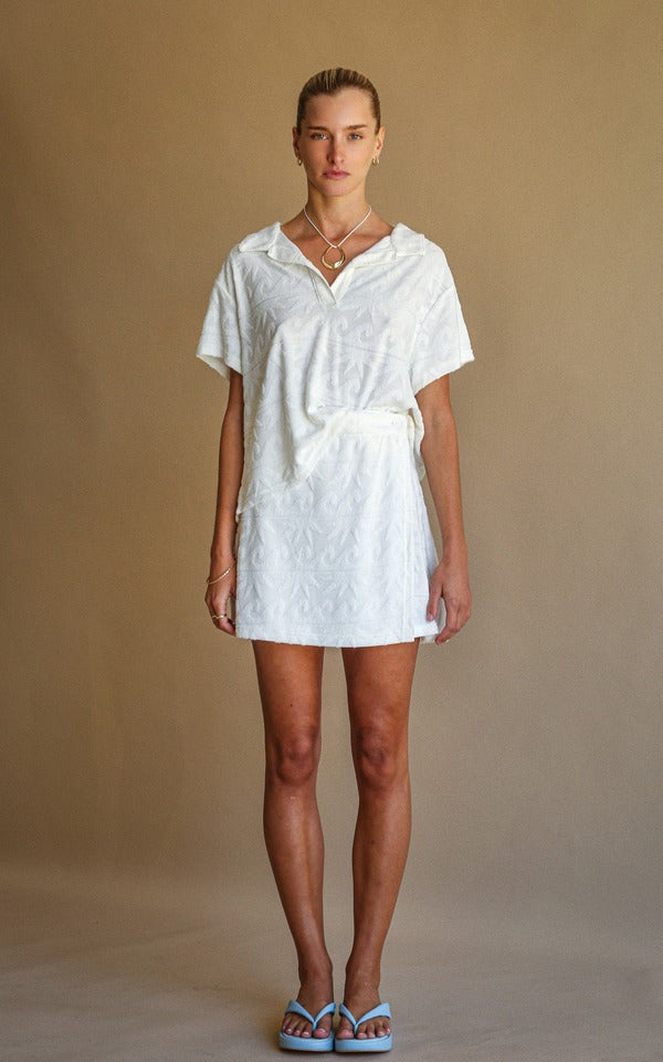 Araminta James | Waimea Terry Wrap Skirt Vanilla