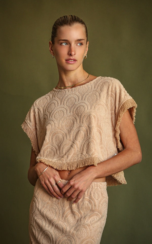 Araminta James | Marrakesh Tile Terry Top - Macadamia