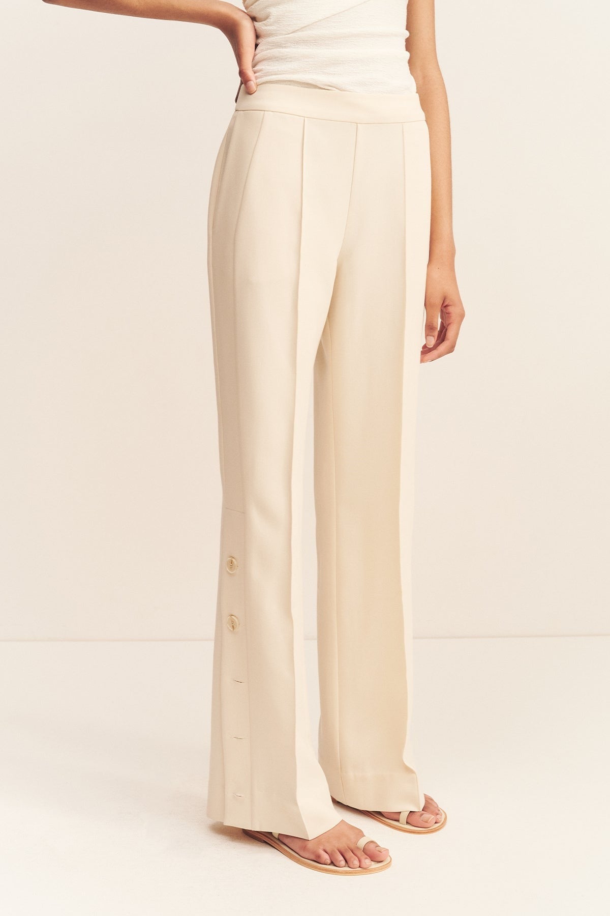 Shona Joy | Irena Side Split Button Pant - Rice