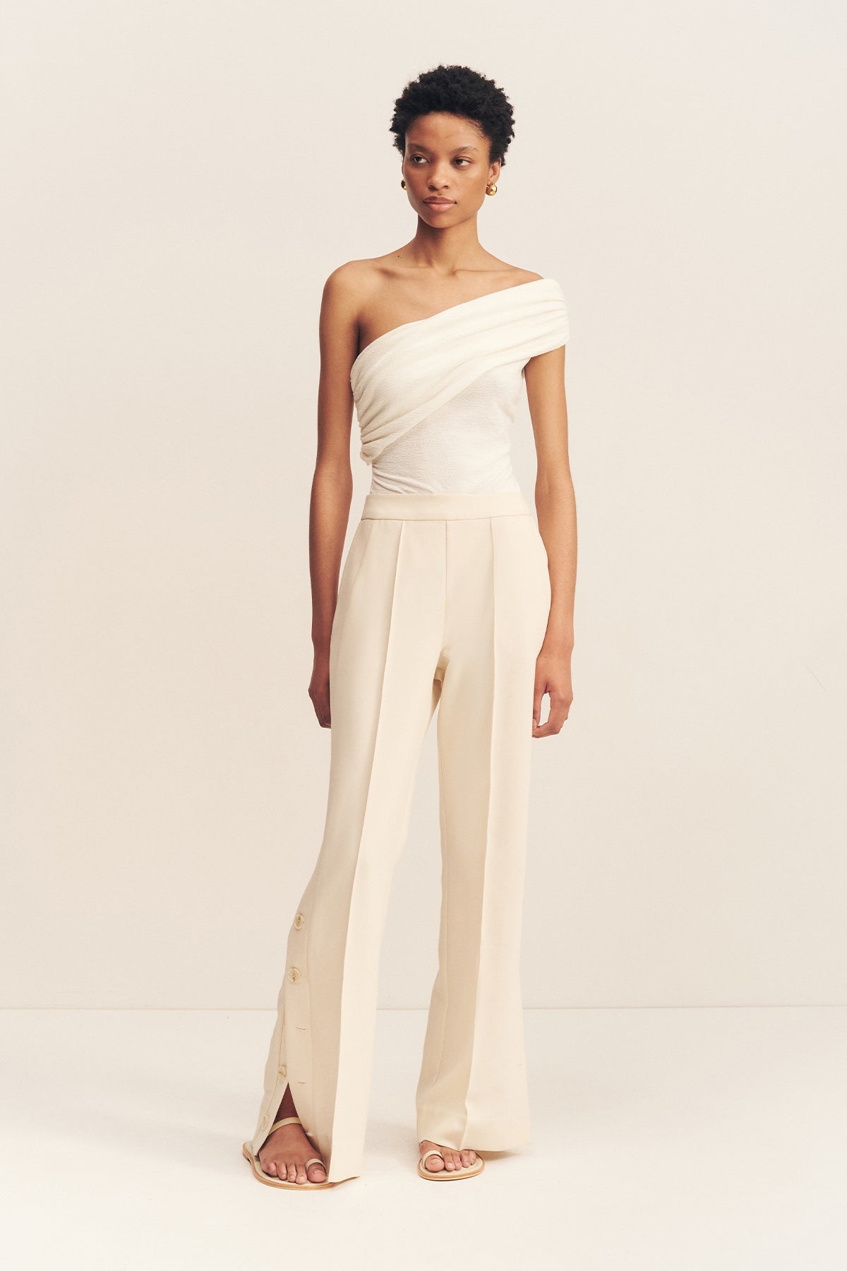 Shona Joy | Irena Side Split Button Pant - Rice