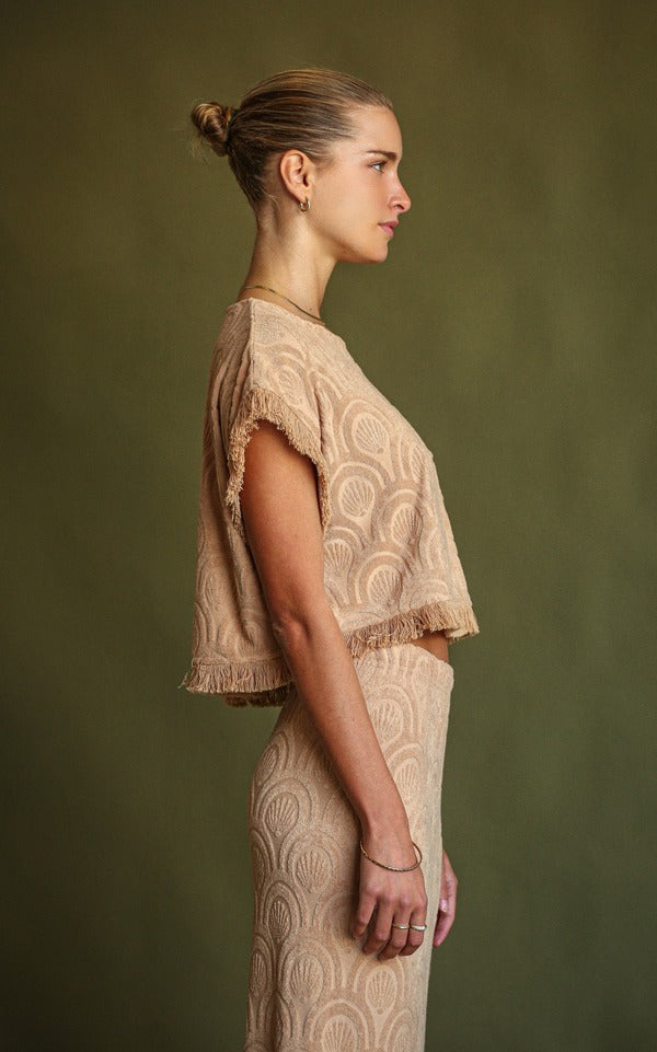 Araminta James | Marrakesh Tile Terry Top - Macadamia