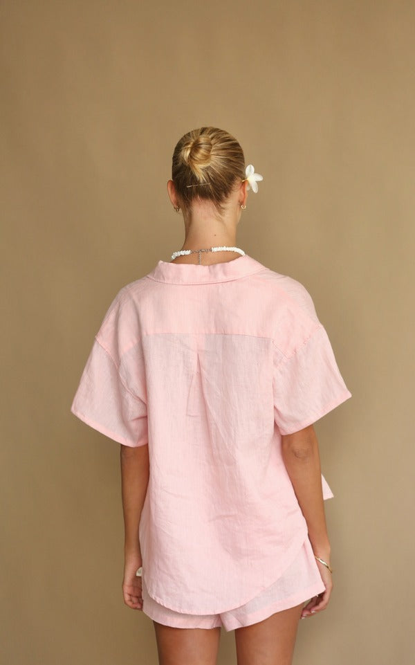 Araminta James | Cove Linen Shirt Set Dusty Rose