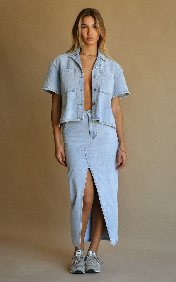 Araminta James | Good Days Denim Shirt Washed Blue