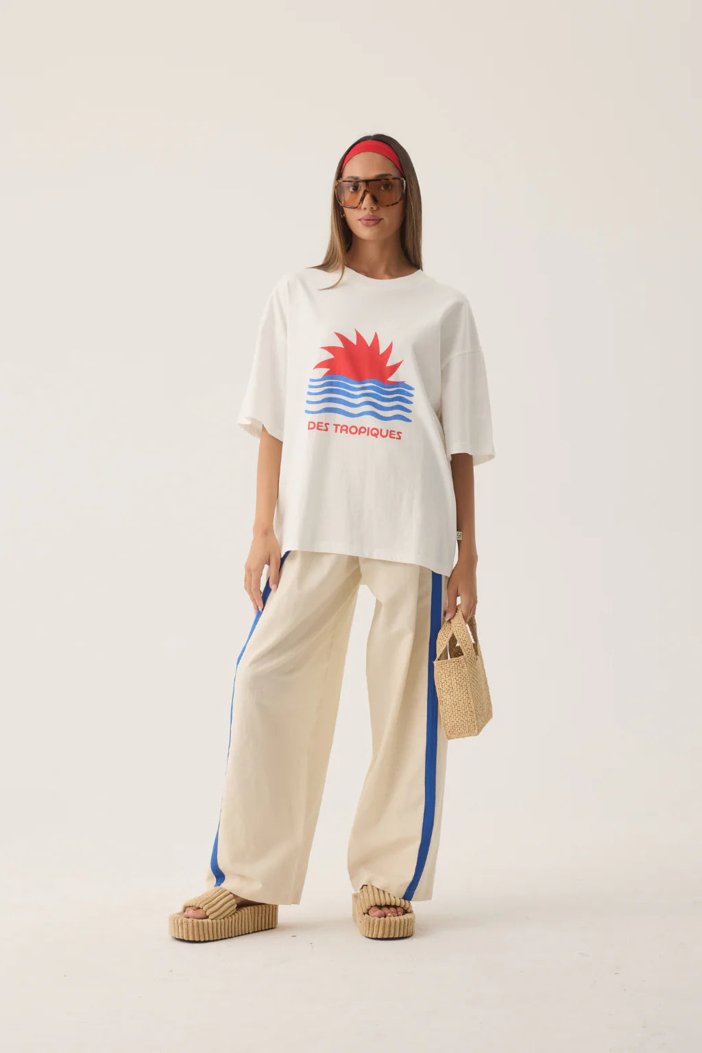 Araminta James | Tropiques Oversized Tee Warm White