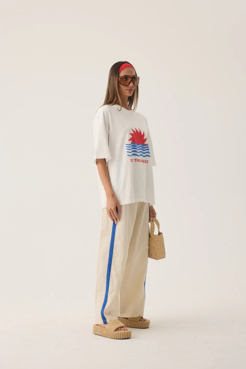 Araminta James | Tropiques Oversized Tee Warm White