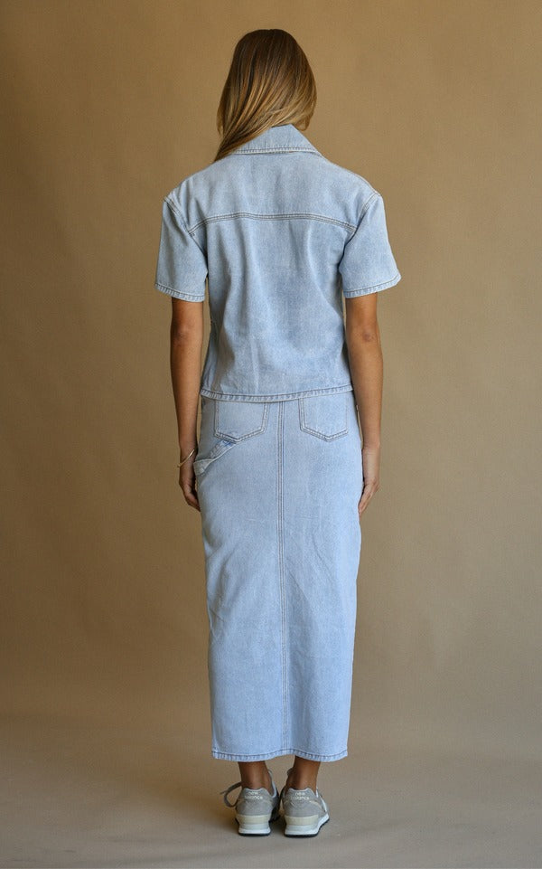 Araminta James | Good Days Denim Skirt Washed Blue