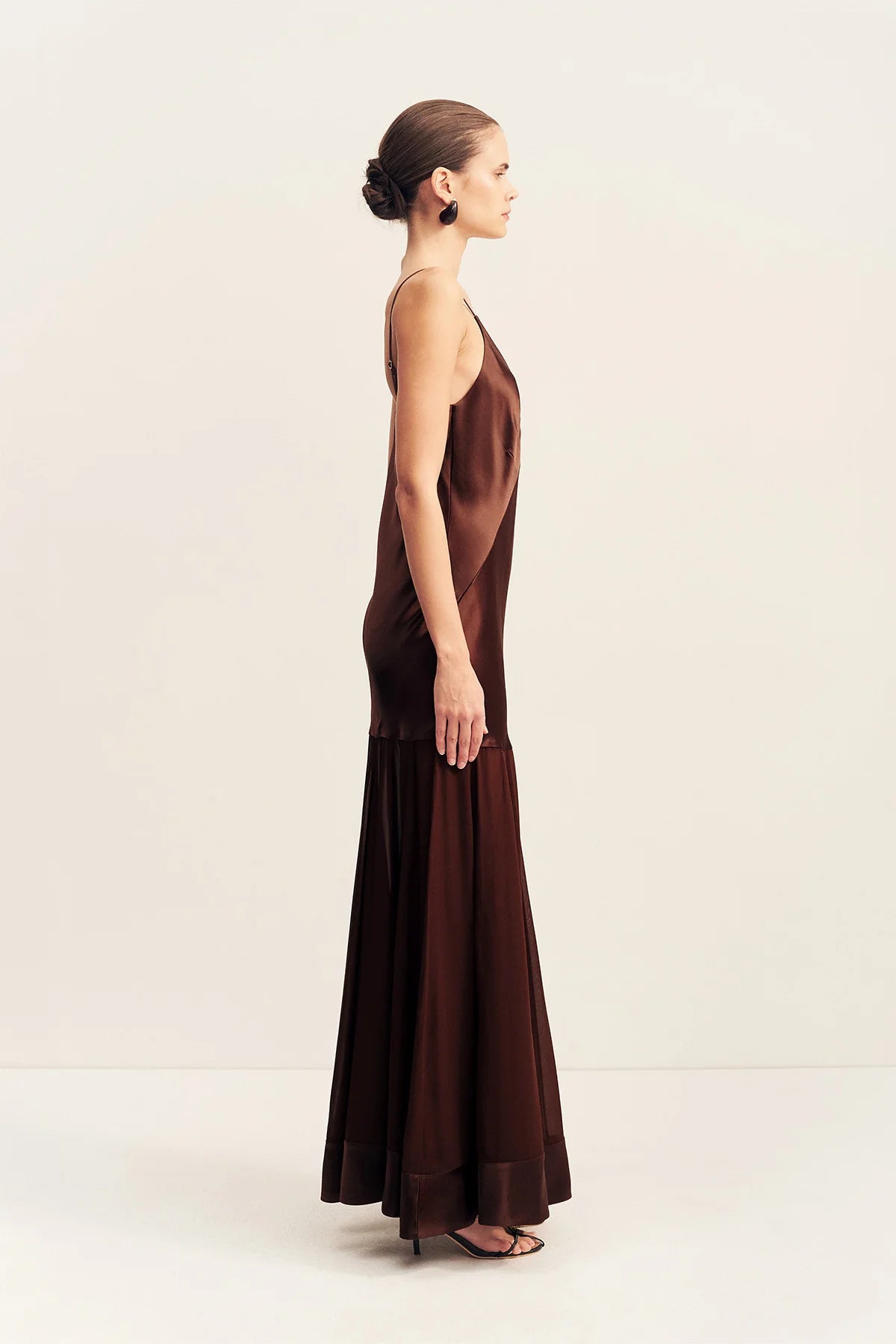 Shona Joy | Moraya Plunged Maxi Dress - Coffee