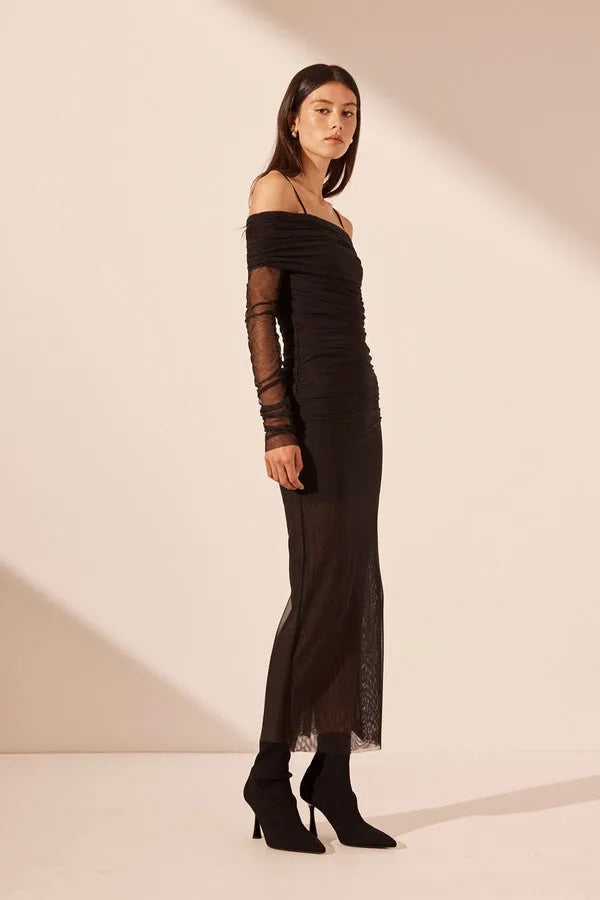 Shona Joy | Mira Long Sleeve Off Shoulder Midi Dress