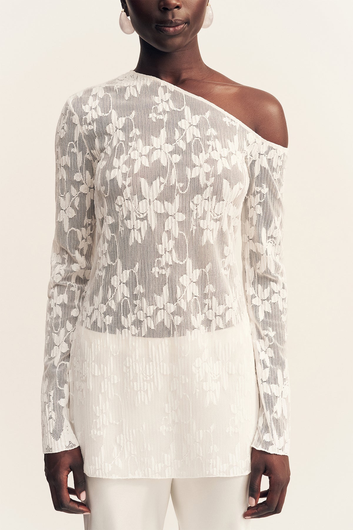 Shona Joy | Binx Asymmetrical Long Sleeve Top - White