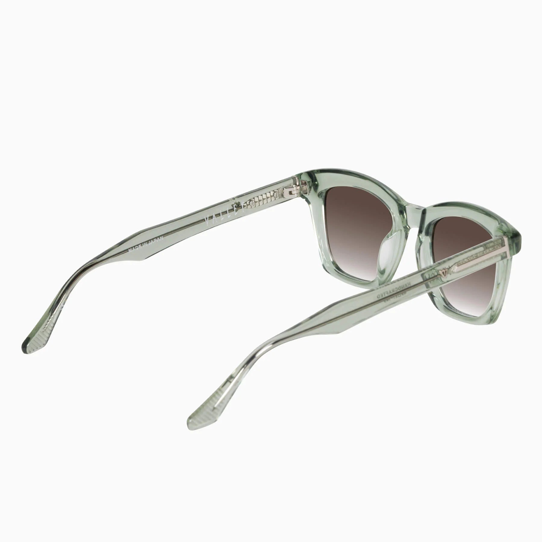 Valley | Hutch - Transparent Sage w. Matte Silver Metal / Brown Gradient lens