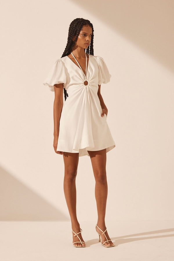 Shona Joy | Blanc Ruched Keyhole Mini Dress
