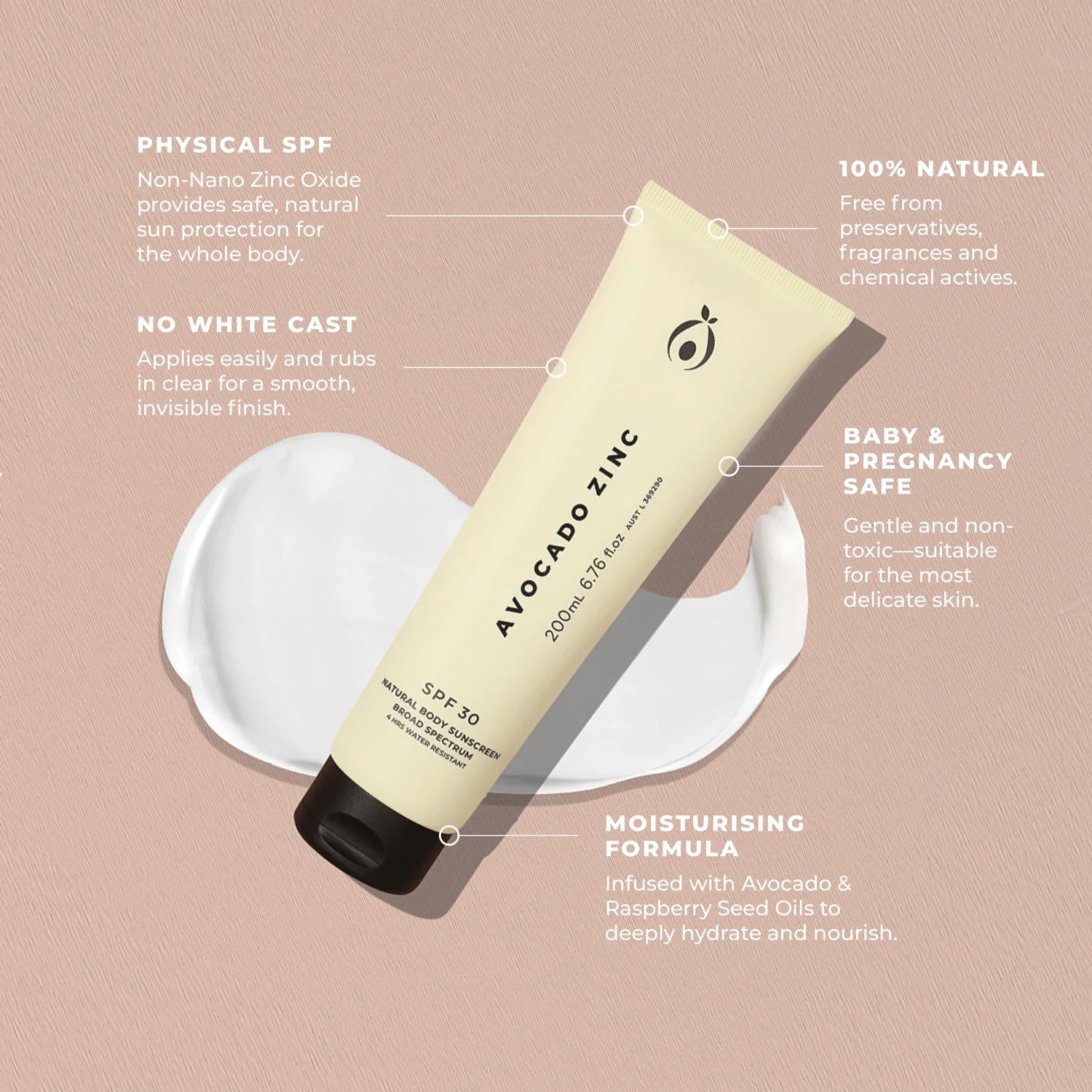 Avocado Zinc | SPF 30 Natural Body Sunscreen