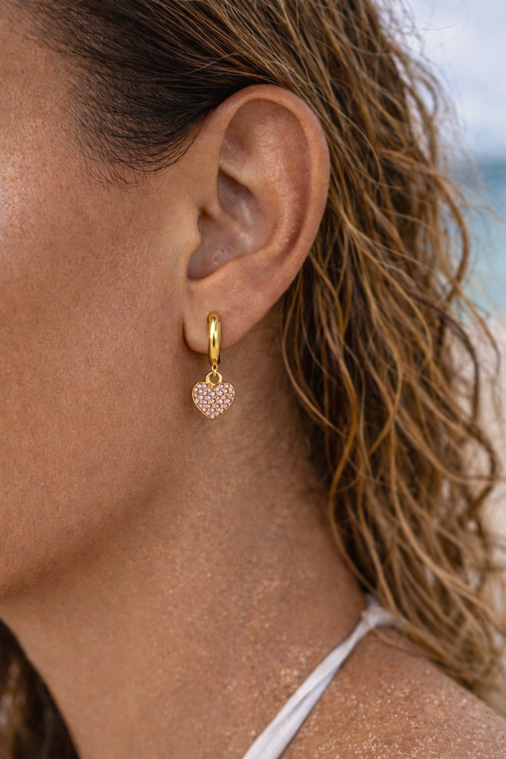 R&T | Amour Crystal Heart Drop Earrings