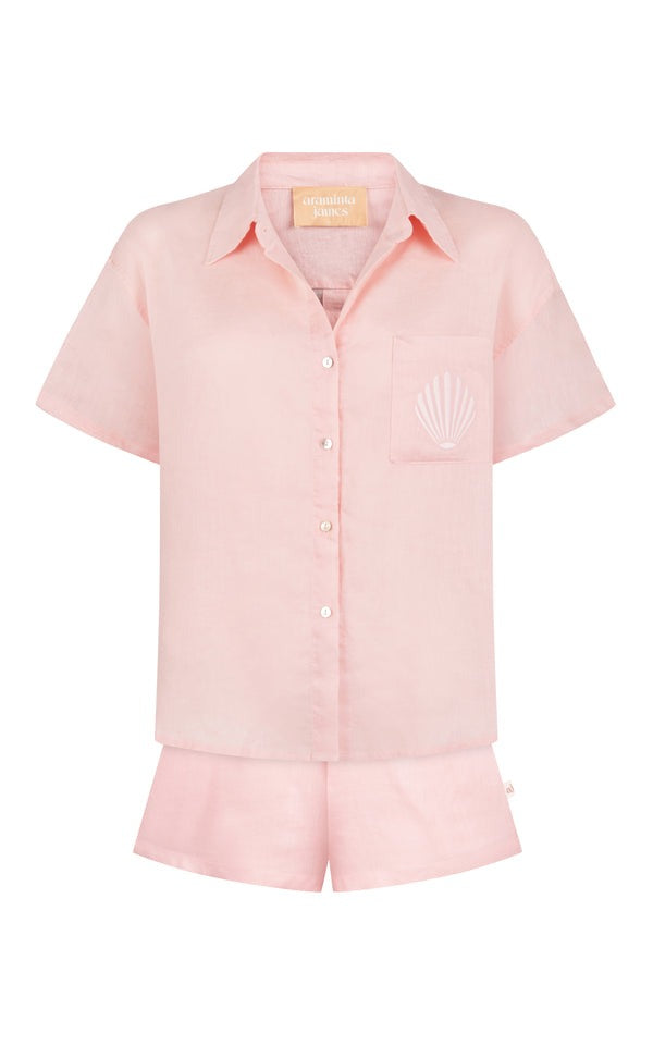 Araminta James | Cove Linen Shirt Set Dusty Rose