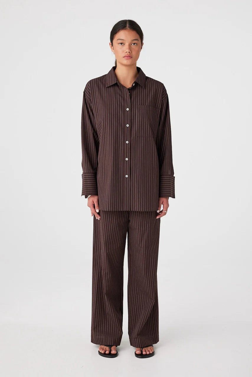 Arcaa Movement | Rae Shirt - Espresso Stripe