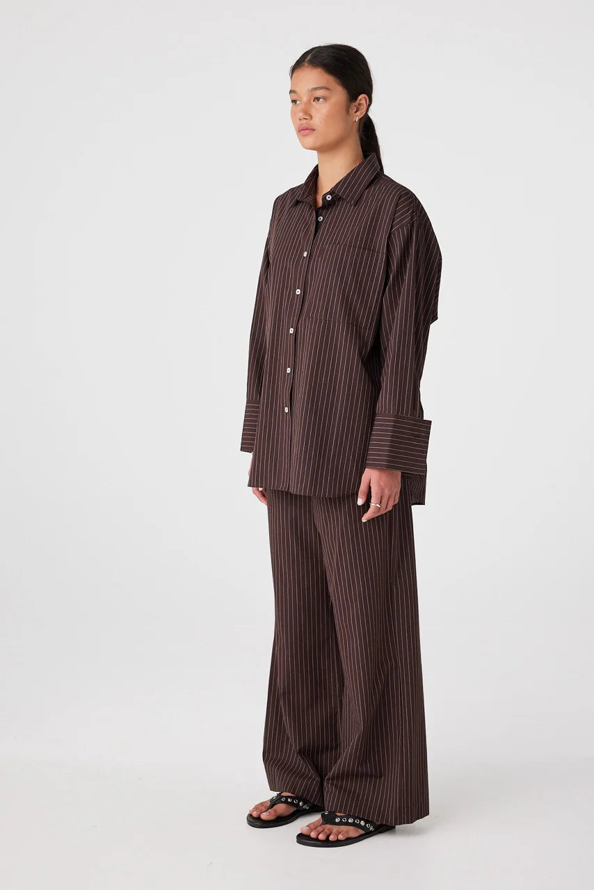 Arcaa Movement | Rae Shirt - Espresso Stripe