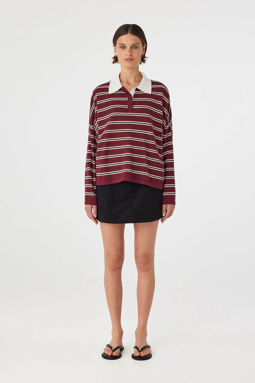Arcaa Movement | Rayne Knit Jersey - Merlot Stripe