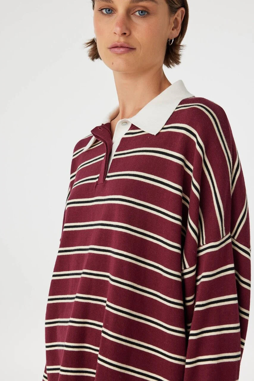 Arcaa Movement | Rayne Knit Jersey - Merlot Stripe