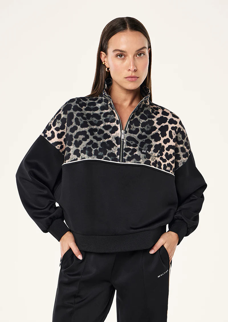 PE Nation | Boundless Zip Neck - Leopard Print