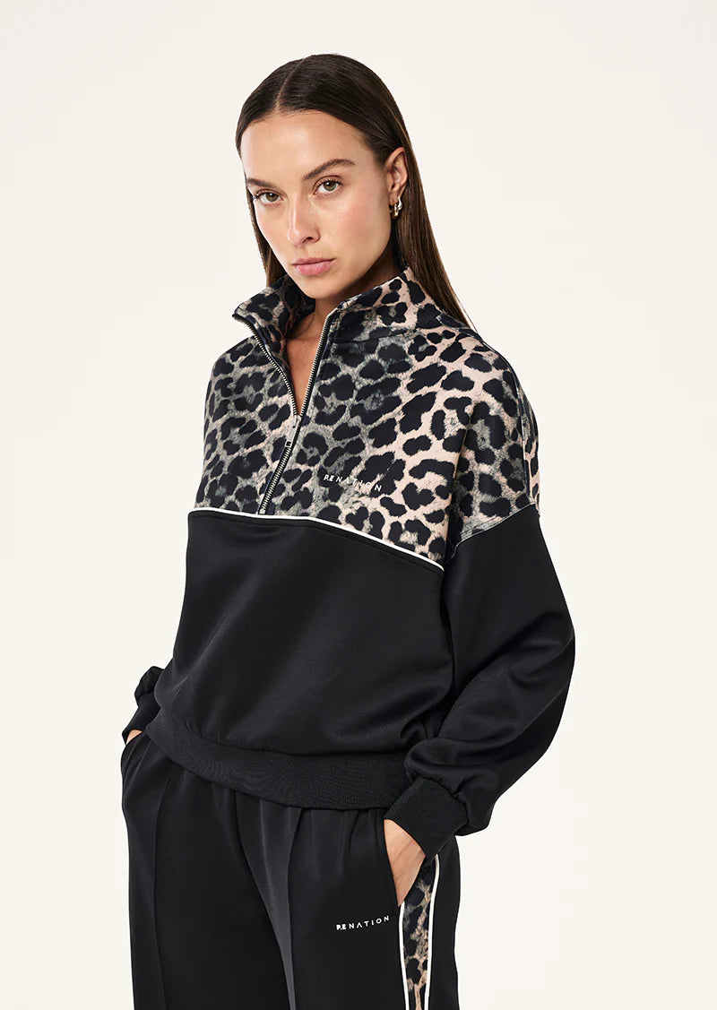 PE Nation | Boundless Zip Neck - Leopard Print