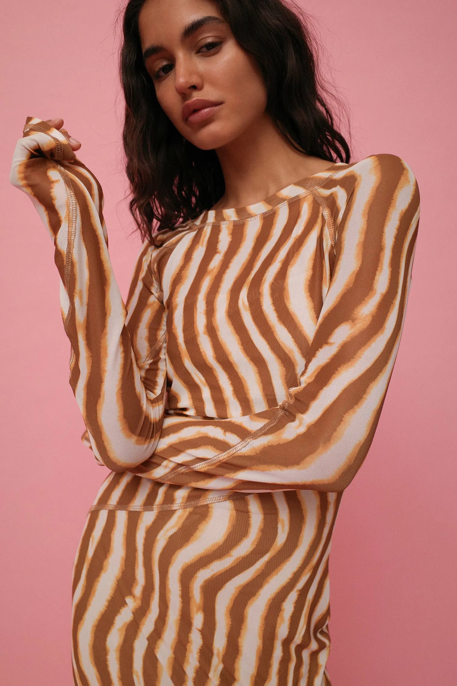 Ownley | Carla Long Sleeve Dress - Tie Dye Stripe