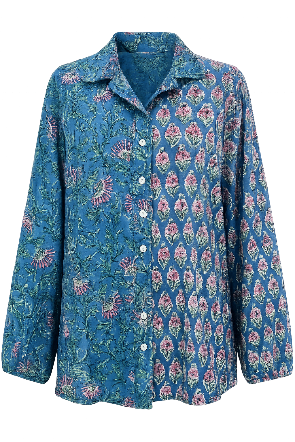 Kinga Csilla | Zaffre Block Print Chalm Shirt