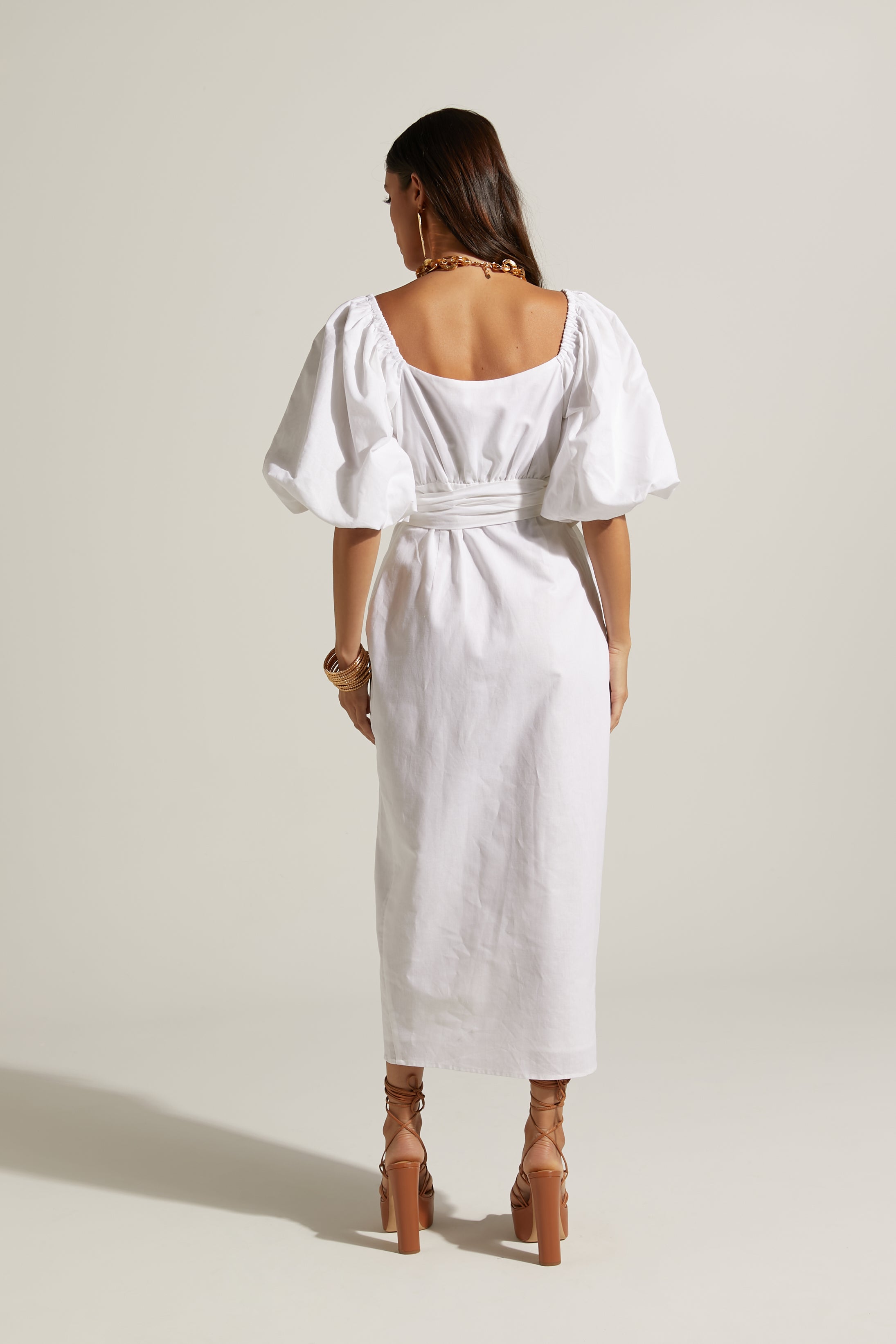 Maelle Wrap Midi Dress - White