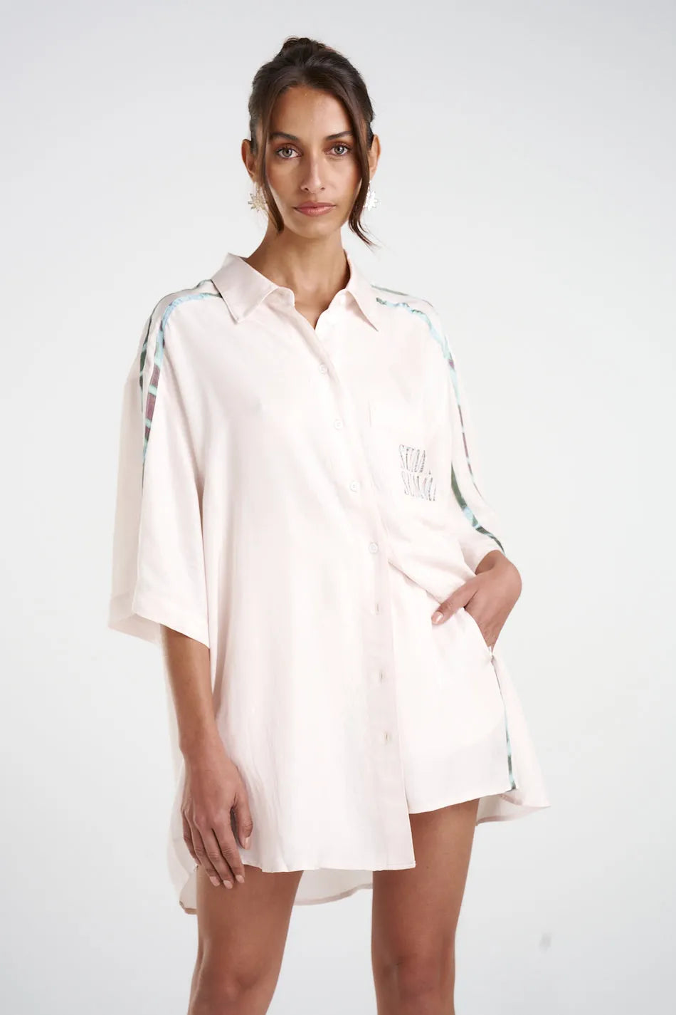 Summi Summi | Elastic Waist Shorts - Cream/Viceroy