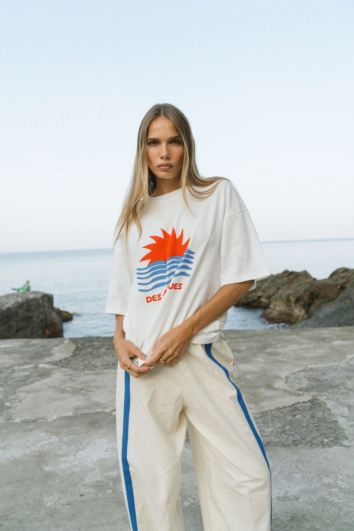 Araminta James | Tropiques Oversized Tee Warm White