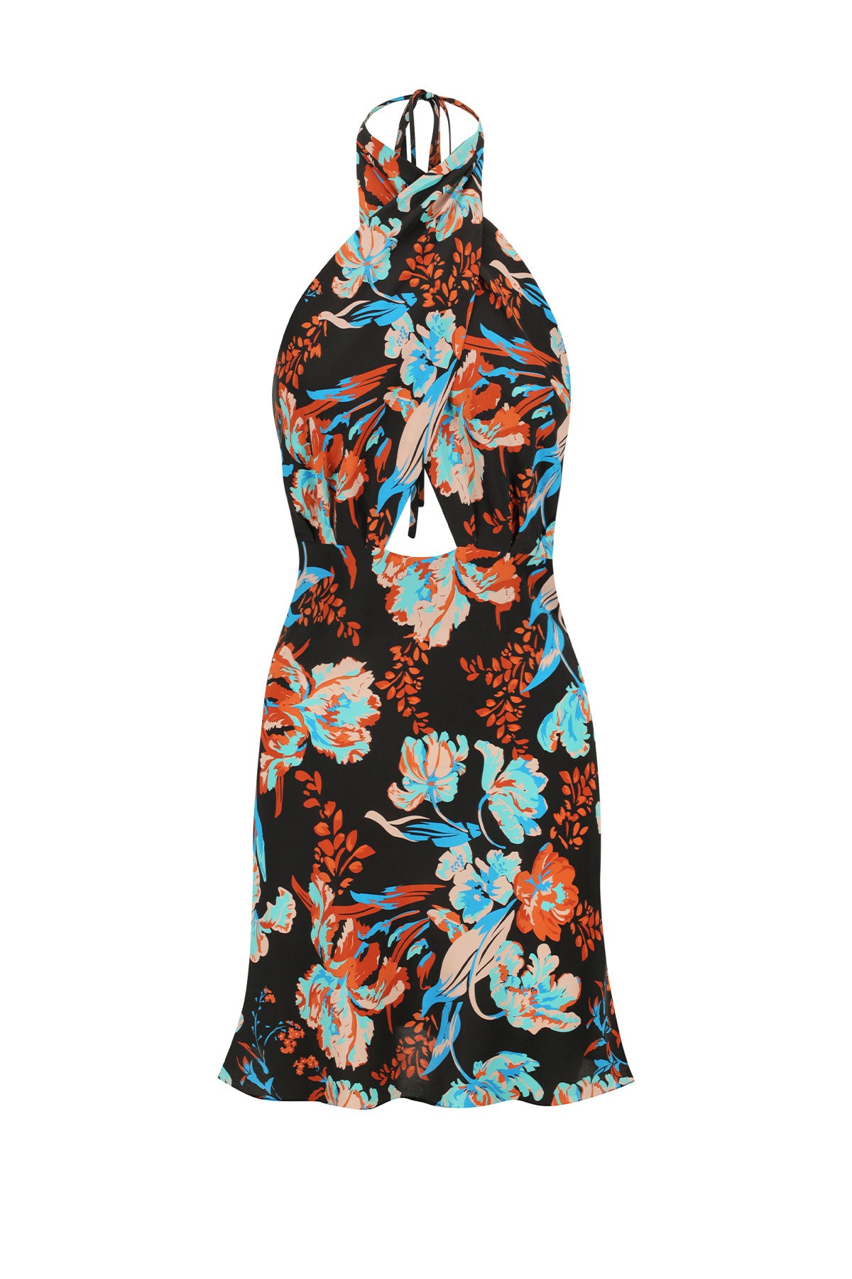 Shona Joy | Flotte Silk Cross Front Halter Bias Mini Dress