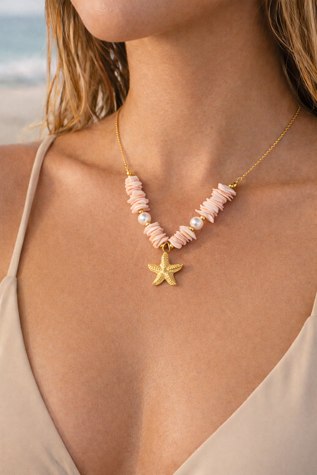 R&T | Isla Starfish Shell Necklace - Pink