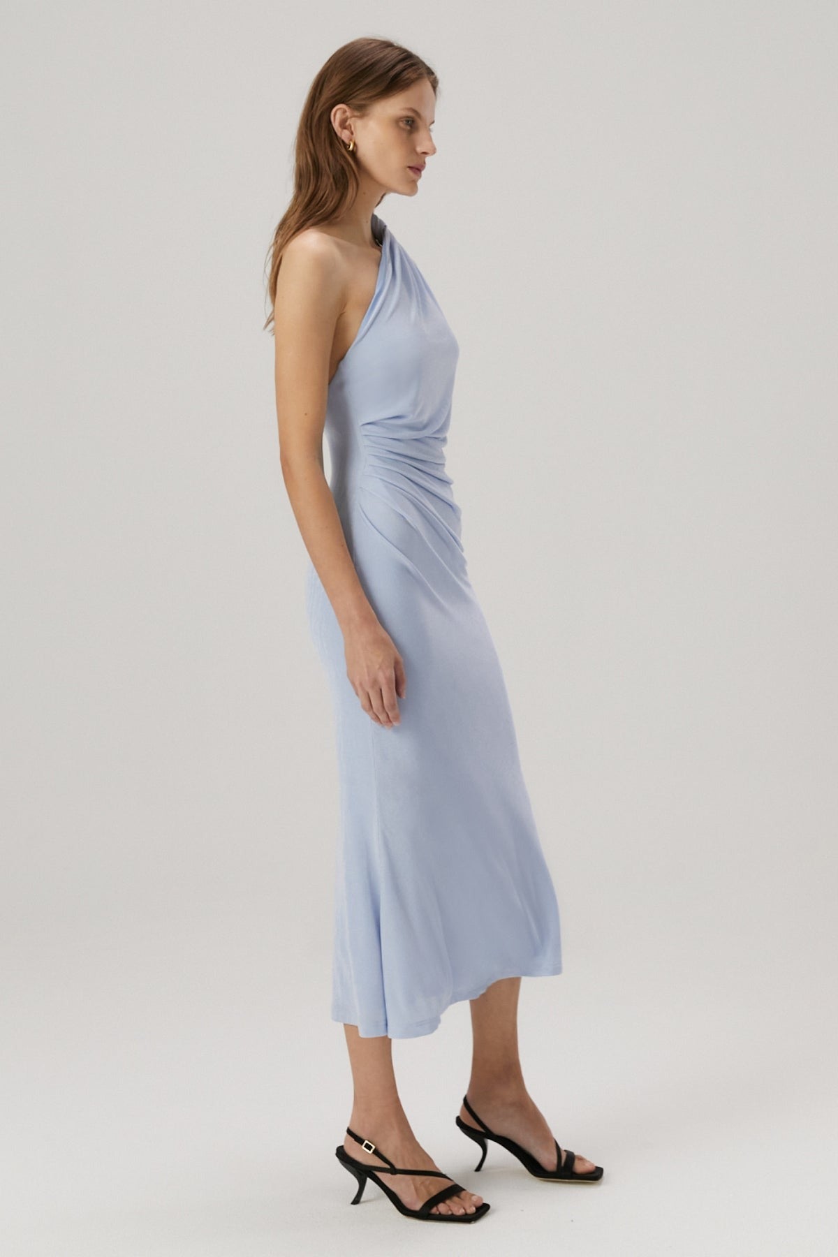 Misha | Dune Slinky Midi Dress - Sky Blue