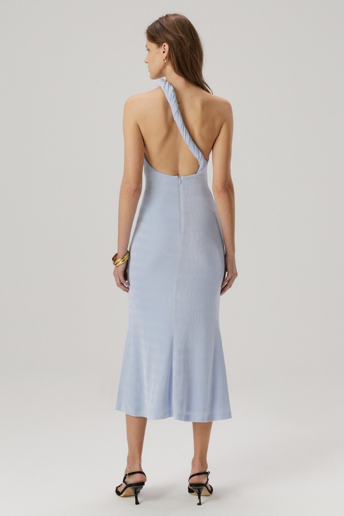 Misha | Dune Slinky Midi Dress - Sky Blue