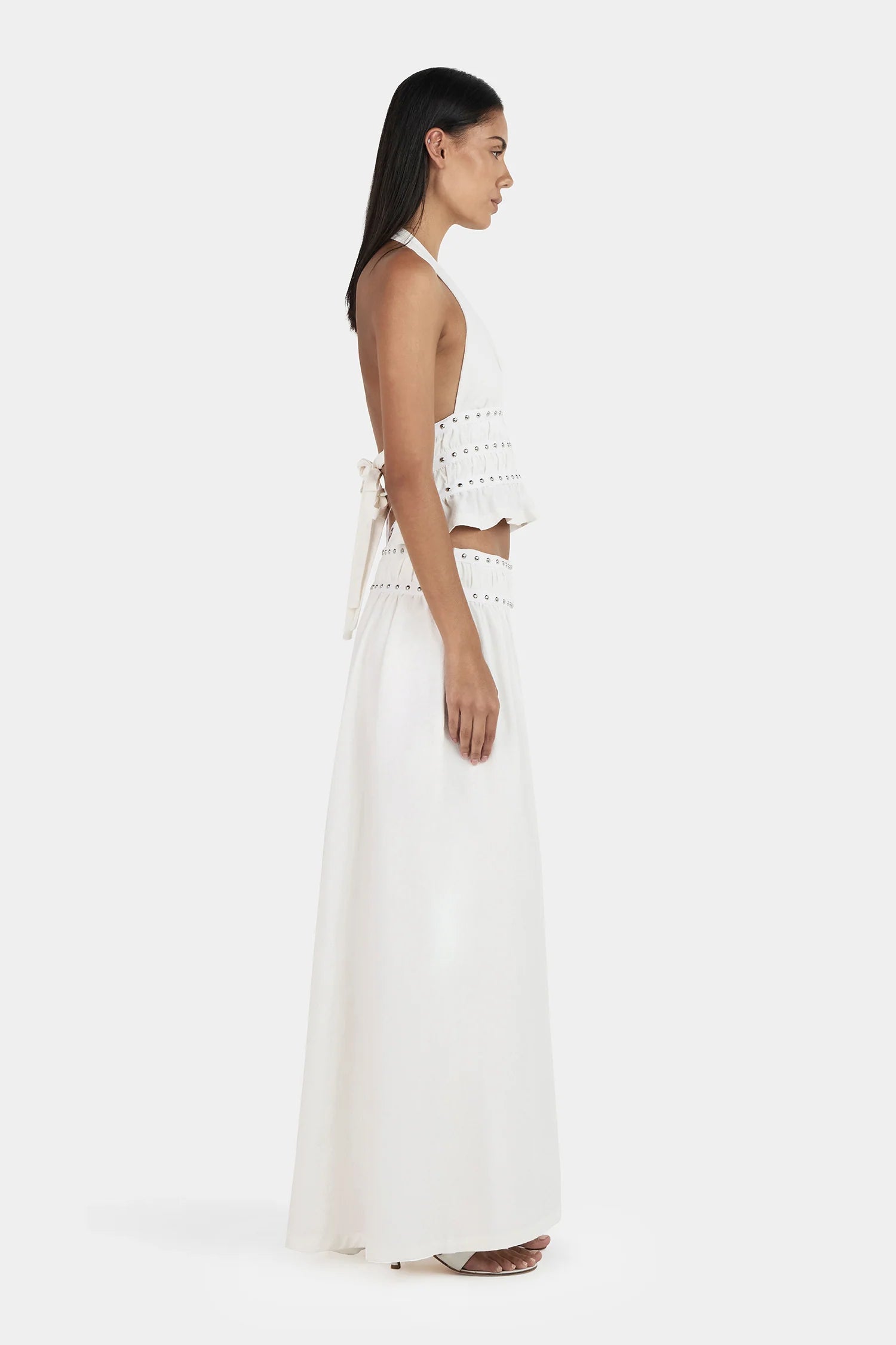 Ownley | Tabby Studded Midi Skirt - Ivory